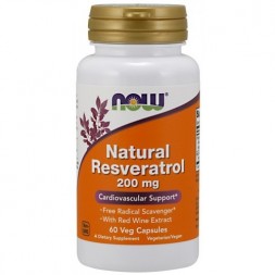 NOW Foods - Natural Resveratrol with Red Wine Extract 200mg - 60 vcaps