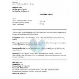 Informazioni nutrizionali sull'estratto di tè verde