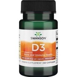 Swanson - Vitamine D-3 1000 IU (25mcg) - 60 gélules